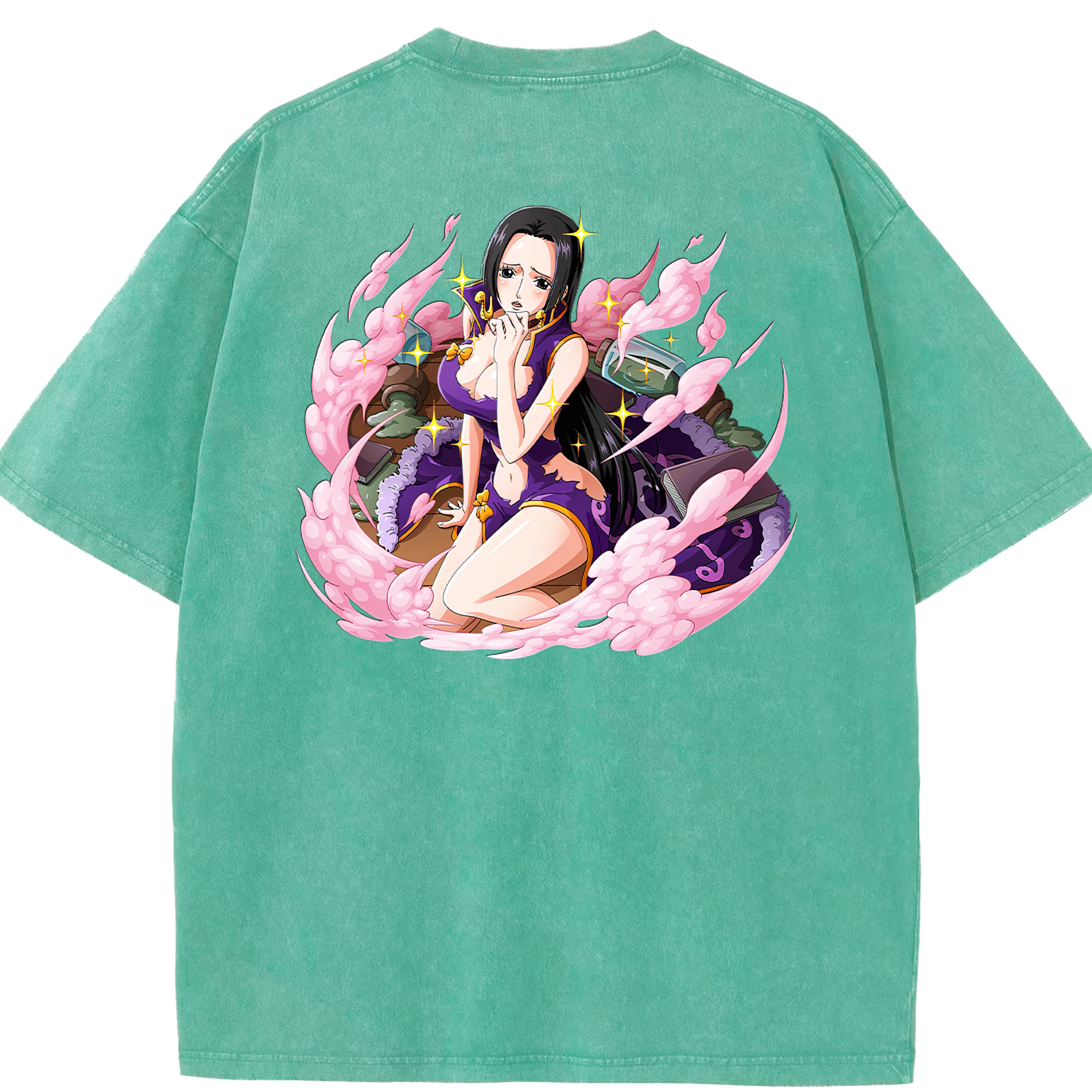 ワンピース ボア・ハンコック ONE PIECE Boa·Hancock 綿100% ヴィンテージ風 半袖Tシャツ（背面プリント）